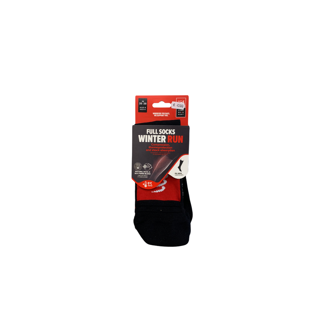 Full Socks Winter Run - Black/High Risk Red