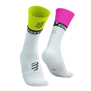 Mid Compression Socks v2.0 White/Safe Yellow/Neo Pink