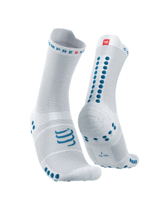 Pro Racing Socks v4.0 Run High - White/Fjord Blue