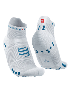 Pro Racing Socks v4.0 Run Low - White/Fjord Blue